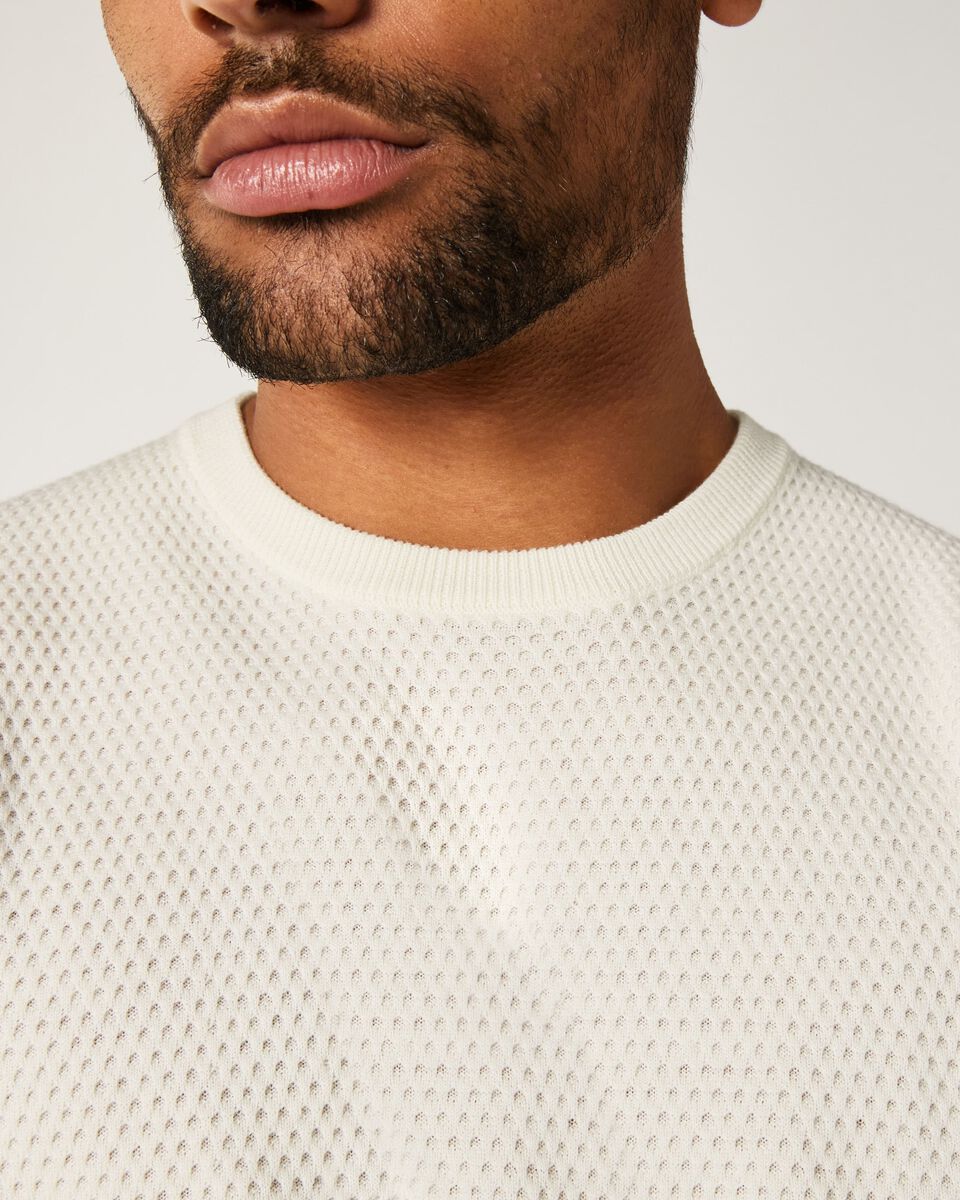 Mens White Crew Knit